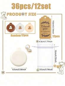 18 piezas - Recuerdos para Baby Shower, Recuerdos para fiesta de revelación de género del bebé, Espejos compactos, Peines a granel para recuerdos de boda y fiesta, Espejos de bolso y viaje, Juego de cepillo de pelo con etiqueta de agradecimiento y bolsa de organza, Peine de viaje con espejo multicolor, sencillo y portátil - Modelo de oso - Ver 9