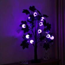 1 件 24LED 万圣节黑色树灯，具有多种吊坠选项、电池（不含电池）和 USB 供电模式，适用于万圣节、秋收、派对、卧室、客厅、节日装饰万圣节装饰灯家居装饰派对装饰万圣节装饰房间装饰万圣节花园装饰礼物仙女