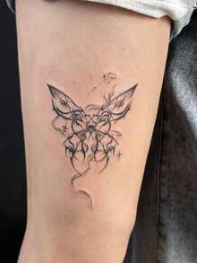 1pc Y2K Style Black Ink Butterfly, Star, Blade Temporary Tattoo Sticker, Waterproof Sweat-Proof Washable Faux Tattoo For Arm, Shoulder, Suitable For Fashion People