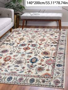 1 块复古宫廷风格地毯，超柔软短毛绒涤纶花卉波西米亚几何图案矩形印花地毯，防滑可洗舒适家用地毯，适用于客厅、卧室、走廊、家居装饰 - 彩色 - 查看 5