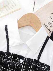 BASUSARRI 年轻女孩优雅时尚服装，长袖上衣搭配仿肩带连衣裙和收腰喇叭裤，适合休闲场合