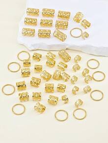 50/70/100/120/220 chiếc trang sức tóc thanh lịch cho tóc tết, vòng tóc điều chỉnh được với thiết kế tinh xảo, phụ kiện phong cách cổ điển cho tóc dreadlocks nữ - Vàng - Xem 5