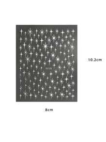 4 Pieces Of Metal Laser Starry Nail Art Stickers - Gold, Silver, Laser. Purple Hot Stamping Cross Star Design, 3D Flat Technology, Suitable For Women's Daily, Wedding, Festival, And Vacation Disposable Self-Adhesive Nail Stickers, Simple And Luxurious Theme Style, Easy To Stick Nail Decoration Stickers