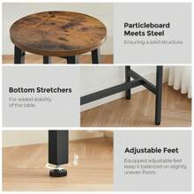 Bar Table And Chairs Set, Kitchen Bar Table With Bar Stools Set Of 2, Dining Table Set, Industrial Steel Frame, Rustic Brown And Black - Rust Brown - View 6