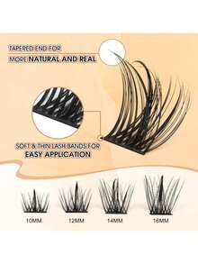110pcs False Eyelash Clusters, DIY Eyelash Extension - Premium D-Curl Fluffy Natural Lash Clusters For Eyelash Extension, Reusable, Lightweight, Easy To Apply - False Eyelash Clusters, Individual False Lashes - Black - View 4