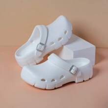 女士手术室透气凉鞋，夏季新款时尚百搭舒适软底拖鞋，厚底防滑休闲沙滩人字拖，简约清新拖鞋，防滑浴室拖鞋 - 白色 - 查看 2