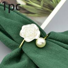 1/3/6 Peças Anéis Decorativos de Guardanapo de Metal, Porta-Guardanapos de Pérola Brilhante e Flor de Rosa de Alta Qualidade, Anéis de Guardanapo Dourados para Decoração de Mesa, Adequados para Casamento, Natal, Ação de Graças, Feriado, Casa, Restaurante, Decoração de Festa de Hotel - Multicolorido - Visão 6