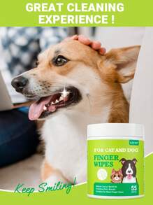 GJYC PET Toallitas limpiadoras de dientes para perros de gran capacidad - Paquete de 55 piezas para perros y gatos | Preempapadas para un uso fácil, refresca el aliento, cuidado oral conveniente, sin necesidad de cepillado