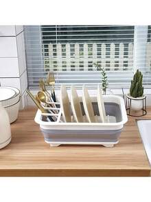 1 件可折叠碗、盘子和餐具沥水架，适用于厨房、房车、露营车和旅行拖车，便携式节省空间的碗架 - 彩色 - 查看 3