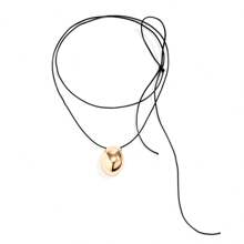 1 Piece Of Exaggerated Geometric Cabochon Women's Choker - A Versatile Drawstring Waxed Cord Necklace, A Sweet And Cool Designed Collar Accessory