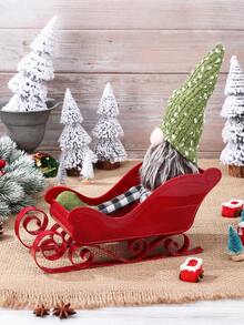 2pcs/1pc Santa's Sleigh Miniature Landscape Display Decoration Gift, Snowman Reindeer Sleigh Container Suitable For Christmas, Christmas Eve, Theme Party, Shopping Mall, Home Decor, Surprise Gift For Loved Ones, Friends, Perfect Party Favor