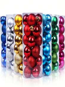 24 piezas/Caja Bolas de Navidad Mini de 4 cm/2.9 cm, Adornos colgantes a prueba de roturas para Navidad, cumpleaños, San Valentín, fiesta de bodas, hogar, oficina, exterior, árbol de Navidad, crear ambiente navideño, regalo de Navidad