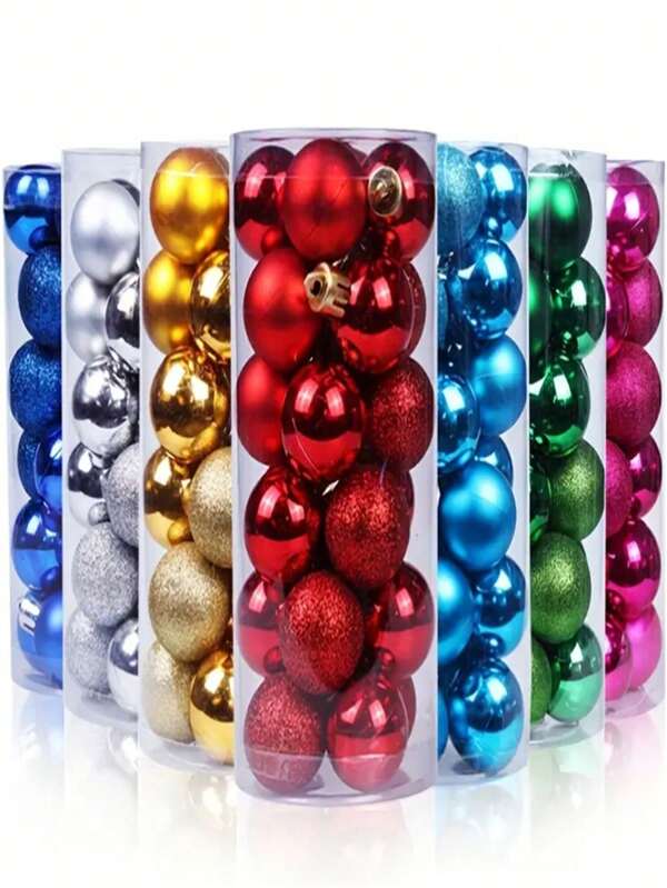 24pcs/Box 1.57in/1.14in Mini Christmas Balls Ornaments, Shatterproof Hanging Decorations For Christmas, Birthday, Valentine's Day, Wedding Party, Home, Office, Outdoor, Christmas Tree, Create Holiday Atmosphere, Christmas Gift