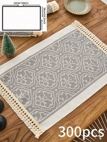 1/4/6/12pcs Nordic Modern Geometric Diamond Flower Jacquard Rectangular Placemats, Kitchen Supplies Coasters For Coffee Table, Office Desk, Holiday Party, Wedding Dinner, Home Decor, Dorm - Grey - View 12