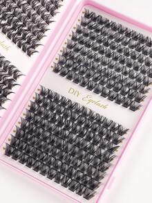 384片D型卷翘假睫毛簇，DIY假睫毛教程，假睫毛簇，单根假睫毛，假睫毛，假睫毛 - 彩色 - 查看 5