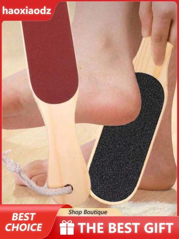 1pc Double-Sided Wooden Handle Footboard File To Remove Dead Skin And Calluses, Wooden Foot Washboard To Rub Footboard, Foot Grinder, Foot Repair Tool