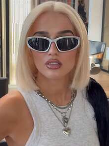 1 pieza con montura plateada y lentes negras y grises con forma envolvente, de moda deportiva estilo Y2K