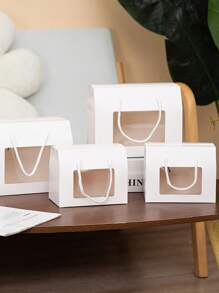 4 件/8 件白色手持窗盒，适用于饼干、夹心饼干、苏打饼干、马卡龙、糖果、迷你蛋糕和零食，适合生日、派对、婚礼礼品包装