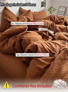 1 Duvet Cover + 2 Pillow Shams, Soft & Skin-Friendly Brown Bedding Set, Suitable For Bedroom & Guest Room, All Season, Machine Washable