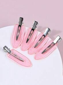 5个/包 女士无痕刘海侧夹，叶子形状发夹，发饰礼品，爪夹，发爪，发夹，发卡，发夹，卡扣夹，鳄鱼夹，学习用品 - 透明粉 - 查看 6