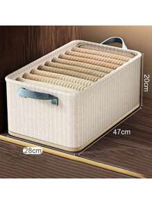 1pc Bedroom Fabric Collapsible Storage Box With Steel Frame, Pants/Clothing Organizer Box For Home