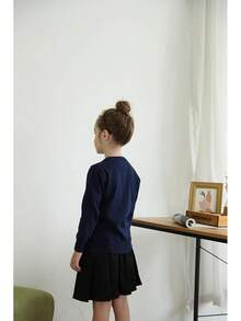 Girls' Cardigans Sweater Cotton Button Solid Long Sleeve Knit Sweaters