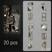 [20 Gold Stickers] 20 Gold Retro Chinese Style Stickers | Reusable PET Hot Stamping Decorative Adhesive, Suitable For DIY Projects And Office Supplies, DIY Decorative Material Stickers For Hand Accounts