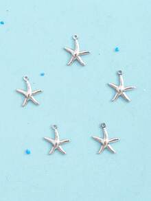 20pcs Stainless Steel Hollow Starfish Beach Ocean Holiday Style Animal Series Fashion DIY Jewelry Pendant - Silver - View 2
