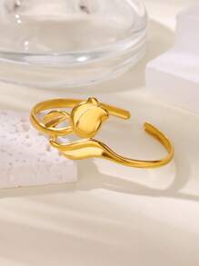 Old Money Style Stainless Steel Snake Water Drop Bracelet, 18K Gold-Plated Adjustable Cuff Bracelets For Women, Summer Holiday Golden Bangle Jewelry Wedding Party Accessories Gifts