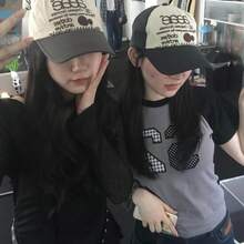 韓国版 AE アメリカン レトロ レター ベースボール キャップ スタイル ニッチ ストリート フラットつば帽子男性と女性のための同じスタイルのピーク キャップ - カーキ - チェックする 5