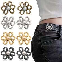 8 piezas/4 Sets de pantalones tipo button con flores, Set de aros de cintura sin costuras ni herramientas, anzuelos decorativos desmontables para jeans sueltos, pantalones, faldas y mangas - Multicolor - Ver 15