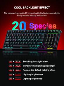 Lenovo Lenovo GK10 Wired Mechanical Keyboard, 98-Key Layout, Cool Lighting Effect, Plug And Play, Ergonomic Design, Full-Key Hot Plug, Suitable For Daily Office Or Playing Games, Compatible With Notebooks And Computer Equipment.