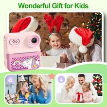 1pc Children's Instant Print Camera: 2.4-Inch Screen, Unicorn-Shaped Digital Toy. Includes 32GB Memory Card And 2 Rolls Of Photo Paper. Perfect For Halloween/Christmas/ Thanksgiving/Birthday Gift, Suitable For Boys And Girls Aged 3-12 (Pink Model).