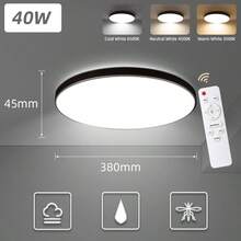 Remote Control Ceiling Light, Dimmable Smart Ceiling Lamp, Indoor Lighting, Large Ceiling Light, 30W/40W/50W LED Ceiling Light, 220V Remote Control Lamp, Suitable For Bedroom/Living Room/Kitchen/Hallway/Study/Balcony/Closet/Corridor/Entrance/Room/Stairs/Villa/Apartment, Choose The Appropriate Size Based On Usage Needs - Ceiling Light Three Colors Switchable - View 14