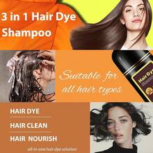 Hair Dye Shampoo 3 In 1, Long-Lasting Gray Hair Coverage, Natural Dark Coffee Hair Color Shampoo With Herbal Ingredients, Easy Application Shampoo Para Canas Women Men 16.9 Fl Oz - Chestnut Brown - View 5