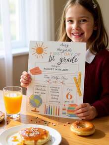 Letrero personalizado del primer día de clases Nombre personalizado Accesorios para fotos Pizarra reutilizable estilo pizarra para recuerdo de la primera clase de niñas Plantilla de relleno colorida para fotografía del hito escolar Preescolar, Jardín de infantes, Escuela primaria, Sesión de fotos del primer día de clases, Letrero de pizarra, Letrero de vuelta a clases - Multicolor - Ver 5