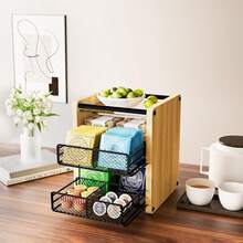 Tea Bag Organizer, Tea Organizer And Storage With Drawers, Tea Box Tea Bags, Wooden Tea Bag Holder Kitchen, Countertop, Office, Tea Station (Natural Wood)2025 - Natural Wood - View 11