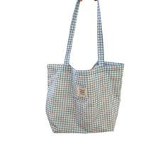 Shoulder Bags - Etiqueta tejida de un solo hombro con cuadros azules - Ver 5