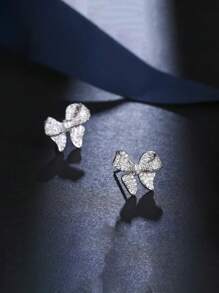 2pcs Elegant Shiny Bow Stud Earrings For Women, Best Choice For Daily Outfit And Party Dress
