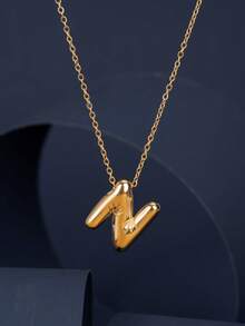 1 件时尚 14K 镀金不锈钢泡泡波西米亚风格 26 个字母 A-Z 吊坠和 26 件铜方晶锆石吊坠，金项链首饰，两种款式可选，适合女性四季日常佩戴 - 彩色 - 查看 29