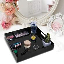 25 X 25 Cm Sturdy Acrylic Tray With Handle - Kitchen, Bathroom, Office Countertop Storage Tray - Cosmetics, Jewelry, Toiletries, Toys, Small Tools - Multicolor - View 8