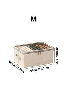 1pc Dustproof Cotton And Linen Clothes Storage Box With Cover, Thickened Washable Clothes Storage Box, Dormitory Wardrobe, Pants Storage Basket - Multicolor - View 10