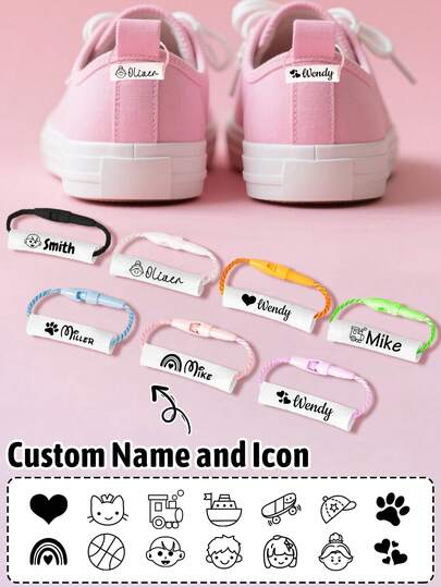 5-100Pcs Custom Shoe Name Rings,Shoe Charms,Personalized Name Ring Lanyard,Customized Name Circle Ring,Customizable Name Circle Tag Lanyard,Seven Color Shoe Ring,Cartoon Pattern,Birthday Gifts,Can Be Matched With Various Shoe Types,Travel Essentials,Portable,Daily Use,Students,Boy,Girl,Kids,Family,Christmas Gift Supplies