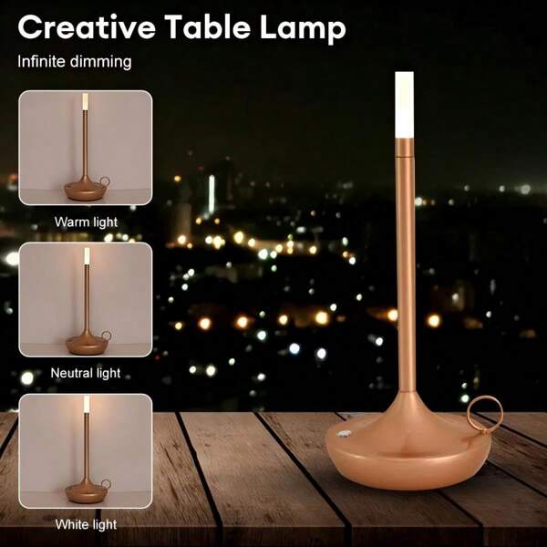 [Salle à manger/Chambre/Bureau] Lampe à LED tactile en fer et acrylique, chargement Type-C, 3 niveaux de luminosité, lumière douce préservant les yeux, lampe d'ambiance minimaliste moderne, veilleuse de salle à manger, D11*H26cm