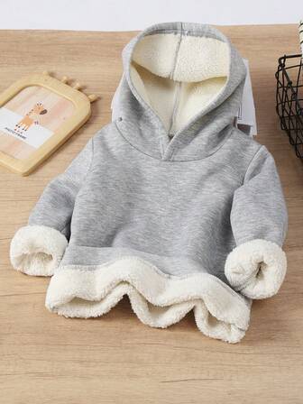 男童休闲时尚街头风学院风简约复古纯色保暖连帽卫衣，柔软舒适加厚灰色套头衫，适合户外运动、校园活动、社交聚会，春秋冬三季皆宜。