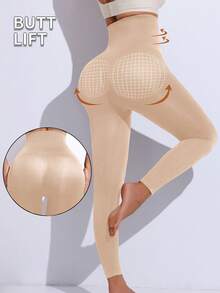 Women's Slimming Pants, High Waist Compression Leggings, Seamless Yoga Pants, Tummy Control Shapewear, Butt Lifting Workout Tights, Fitness Gym Skinny Trousers - Apricot - View 7