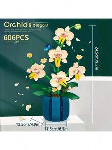 Christmas Decoration DIY Assembled, Creative Dendrobium Orchid Everlasting Flower Mini Building Block Potted Plant Desktop Decor,Building Flower,Blocks Flowers Diy,Plant Blocks - 1 Item - View 11