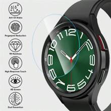 3 piezas de vidrio templado compatible con Samsung Galaxy Watch Ultra 8 7 6 FE Classic 5 Pro 4 de 40mm, 43mm, 44mm y 47mm, protector de pantalla con herramienta de alineación y kit de instalación fácil