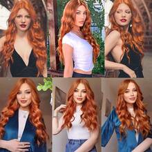 13X4 Light Blonde Body Wave Lace Front Wig 28" Soft Long Wavy Wigs Glueless Free Part 180% Density With Adjustable Straps & Combs Heat Resistant Blonde Synthetic Hair Replacement Wigs For Women Perfect For Daily Wear Parties & Special Occasions - trái cam - Xem 10