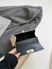 Bolso de mano unicolor de moda en miniatura con solapa de PU - Beis - Ver 8